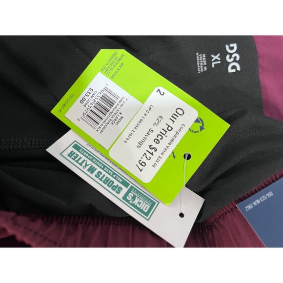 DSG Mens Burgundy Athletic Shorts With Drawstring Elastic Waistband & Side Pocke - Picture 10 of 12